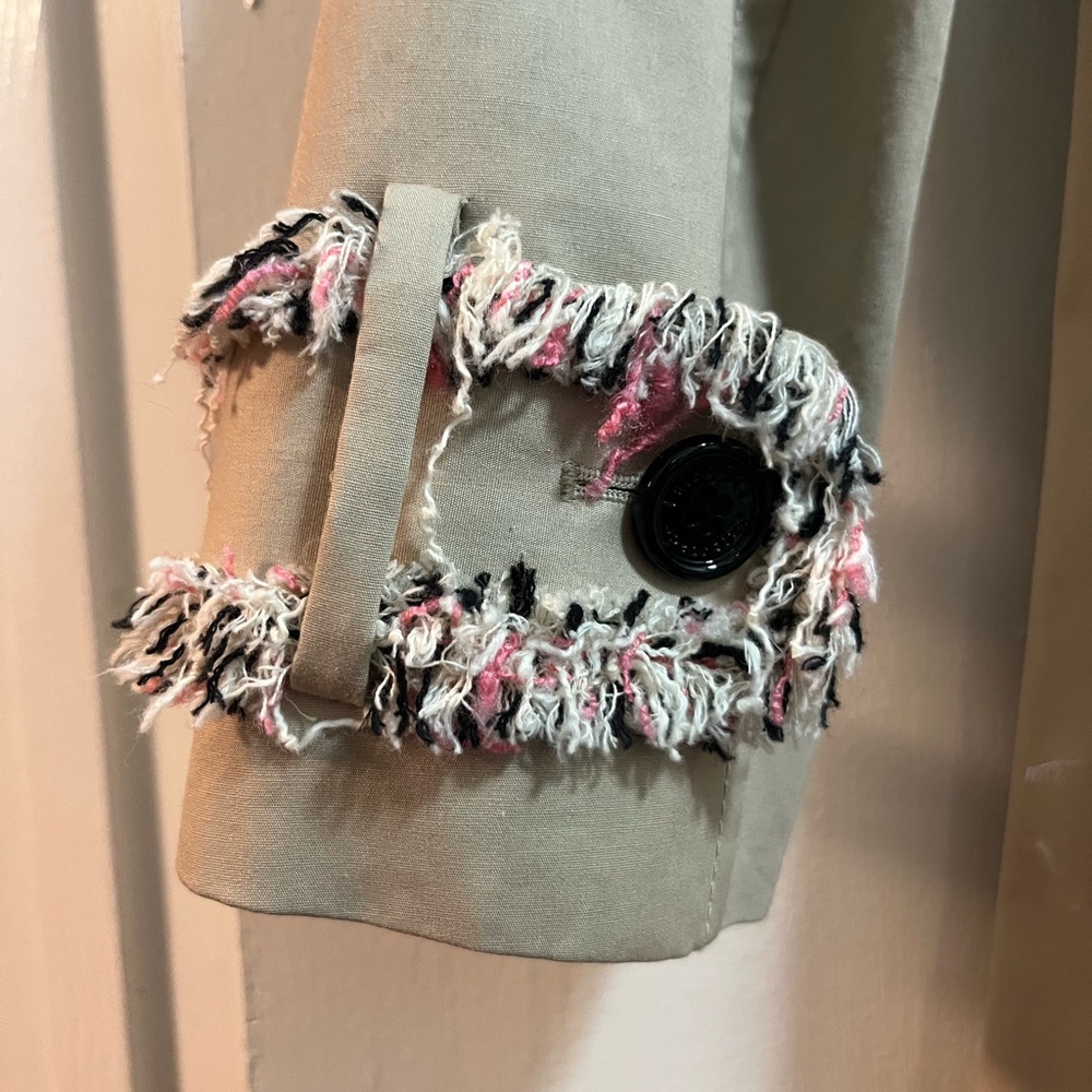 Kate Spade Trench Coat with Pink, Black, and White Fringe - Picture 12 of 13